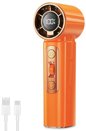 Nexpho Ventilador portátil, ventilador de mano, mini ventilador USB 3000mAh con 100 velocidades, pantalla digital y luz LED, ventilador portátil para verano, viaje y exterior