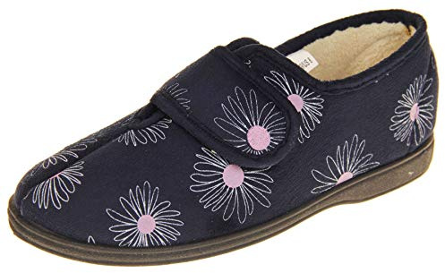 Dunlop Womens Faux Suede Memory Foam Touch Close Tab Slippers Size 3 4 5 6 7 8