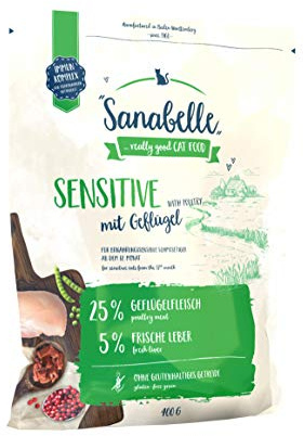 Sanabelle Känslig med fjäderfä | torrfoder för näringskänsliga katter | 6 x 400 g