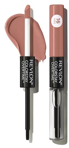 Revlon Liquid Lipstick with Clear Lip Gloss, ColorStay Overtime Lipcolor, Dual Ended with Vitamin E, 540 Unstoppable Nude, 0.07 Fl Oz