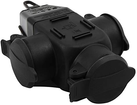 MC POWER 1300446 skyddskontakt fördelare adapter anslutningsbox | 3-fack, IP44-för utomhusbruk, 16A