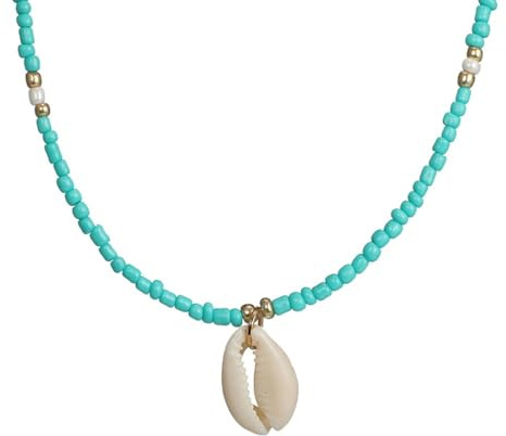 Holibanna Natürliche Muschelschale Halskette Boho Style Handgemacht Halsschmuck Blau Choker Halskette Für