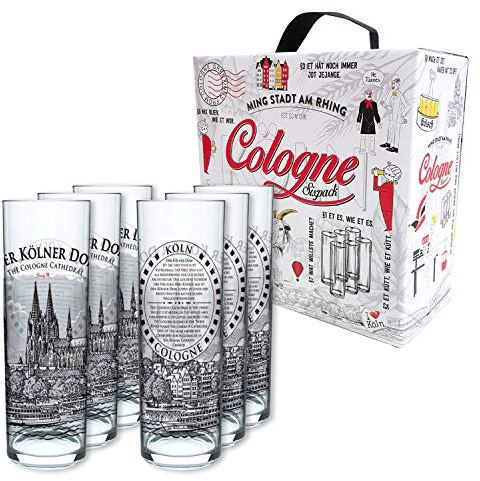 3forCologne Kölschglas - Juego de 6 vasos de cerveza (0,2 ml, 0,2 ml), diseño con texto impreso
