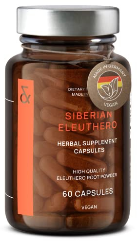 CLAV® Siberian Ginseng - 900mg Eleuthero Root Powder - Energy Supplement - Reduction of Tiredness & Fatigue - 60 Ginseng Capsules - Made in Germany