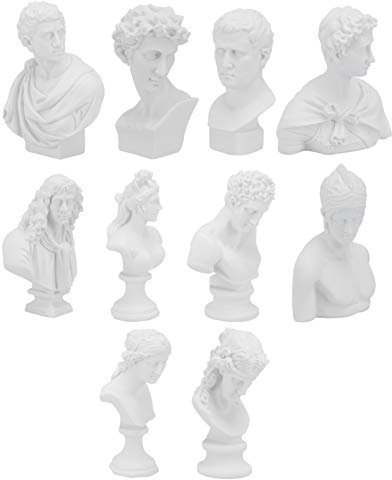 Holibanna 10Pcs Resin Plaster Busts Set Miniature Greek Figurines Art Studio Sculptures Home Decorative Ornaments