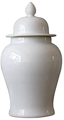 Slow time Weißer Keramik-Ingwer-Glas mit Deckel, dekorativer Tempelglas, Porzellan-Mittelstücke dekorative Vasen