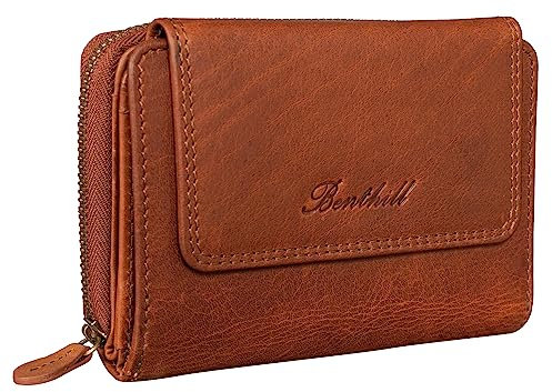 Benthill Damen Geldbörse Groß Echt Leder - Portemonnaie mit RFID Schutz - Portmonee mit vielen Kartenächer - Damenbörse inkl. Geschenkbox, Farbe:Braun