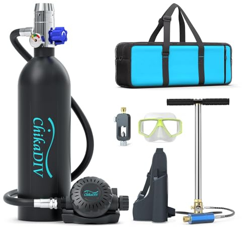 CHIKADIV Mini Tauchflasche Sauerstoffflasche 1L Tauchflasche Tauchen Sauerstofftank Taucher Set Tragbare Tauchausrüstung C5 Schwarz