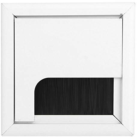 Joyzan Desk Grommet,Square Aluminum Alloy Desk Hole Cover Cable Brush Plate | Cord Computer Wire Covers Tidy Outlet Insert, Table Top Organizer Port, for Home Office Workstations Management Wires 80x80mm