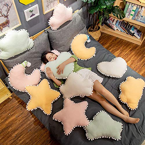 MEDFL Schneebälle Plüschkissen Bonbonfarben Wolke Krone Mond Stern Herzförmiges Kissen Zimmer Kinderbett Dekor Bettwäsche 50 cm * 30 cm Rosa Wolke