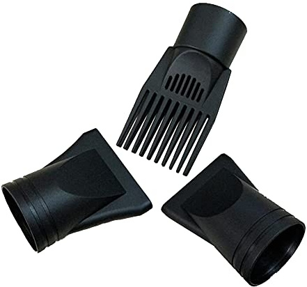 1Set 3Pcs Professionelle Kunststoff-Haartrockner Düse Kamm Konzentrator Ersatz-Haartrockner Diffuser Befestigung Friseursalon Styling Tool Zubehör Fit für äußere Dia 4.5~4.6cm (schwarz)