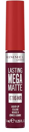 Rimmel London Lasting Mega Matte Liquid Lipstick, Long-Lasting, Hydrating, Vegan Formula - 810 - Plum this Show, 7.4ml