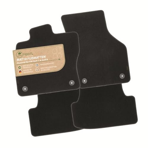 MAT10 Green Edition – Fußmatten Passend für VW Golf 7 BJ 11/2012-12/2020 | Typ AU & Golf 8 ab BJ 01/2020 Typ CD | nachhaltiges Velours | Automatten-Set 4-teilig |Made in Germany, Erstausrüsterqualität
