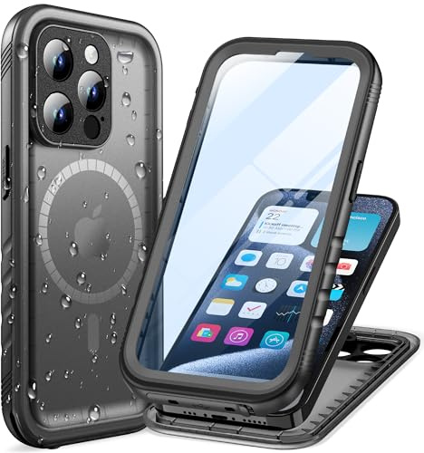 Cozycase TOP Militärschutz wasserdichte 360 Hülle Für iPhone 15 Pro | Magnetische Für MagSafe, Outdoor Panzerhülle Full Cover Armor Case, Soßfest Staubschutz Baustelle Waterproof Handyhülle