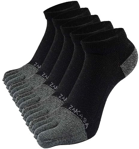 PUTUO Calzini con Dita da Sportivi per Uomo: Calze Sportive Corti Con Dita Separate Uomo Cotone Calze Running Sport Calzini Caviglia Atletici Traspirante 5 Paia 43-46