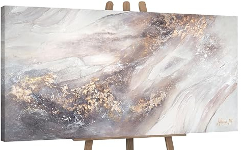YS-Art Abstrakt Acrylbild auf Leinwand Relax Praxis creme gold Farben
