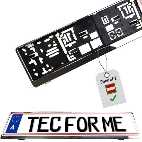 Chrom-Rahmen Kennzeichenhalter für at-Fahrzeuge, robust & witterungsbeständig, Flexibles Polypropylen, Elegantes Design, TÜV-geprüft, perfekte Anpassung an at-Kennzeichengrößen