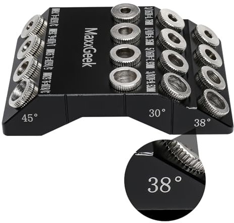 MaxxGeek Drill Guide for 30 38 45 90 Degree Angled and Straight Holes, Added 38 Degree Portable Drill Guide for Deck Stair Handrail and Horizontal Cable Wood Post （without Drill Bit）