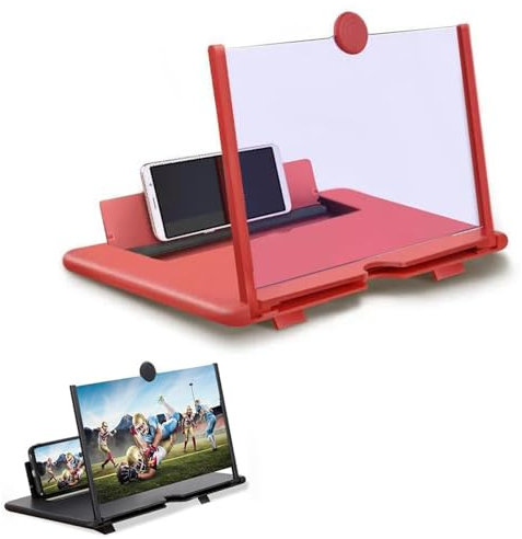 Screen Magnifier 2026 Newest Version, 3d Hd Mobile Phone Screen Amplifier,Screens Magnifier For Cell Phone, Compatible With All Smartphones,3d Movies Magnifiers Gadgets for Gifts (red,12in)