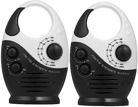 Huhudyy 2X Am/Fm Mini-Duschradio Badezimmer Wasserdichtes Radio Hängendes Musikradio Eingebauter Lautsprecher