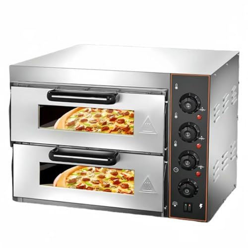 Good Homie Forno per Pizza Commerciale Doppio Forno, Forno per Pizza a Doppia Camera da 3000 W da 16 Pollici, 3 Controlli della Temperatura, 50-350 Gradi, per Ristorante E Uso Domestico