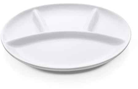 WAS Germany 12 assiettes à fondue à 4 compartiments Ø 25 cm, en porcelaine, blanc