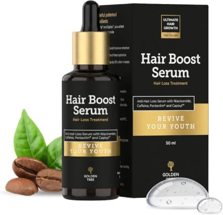 Golden Tree Hair Boost Serum – hårväxtsserum med pentavitin & capixyl – anti-håravfall, hårserum för kvinnor och män – accelererar hårtillväxt – 50 ml