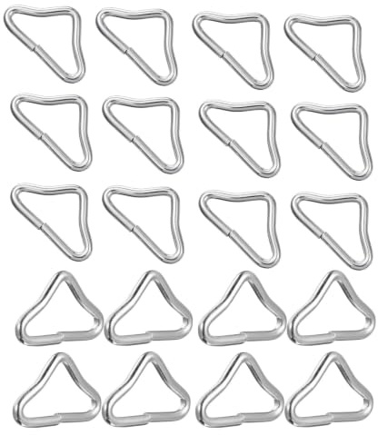 MOBUTOFU 20 Stück Trampolin Ringschnalle aus Stahl Silber Dreieck Ring Schnalle für Sprungtuch und Rucksack Rostbeständig Robust für Federn Trampolin 305