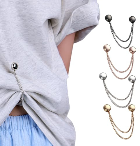 8 Pack Magnetic Clothing Clips, Multi-Function Magnetic Clothing Clip, Securely Hold Fabrics in Place, Magnets with Chain for Scarves,T-Shirt Clips Trousers Clothes Hijab Pinsv