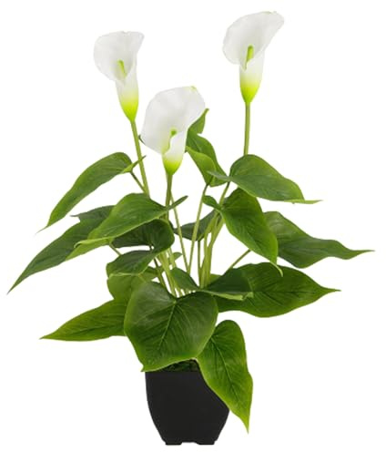 Planta Artificial en Maceta Fake Cala Lirio para Patio de jardín Interior al Aire Libre decoración Interior Blanca, decoración del hogar