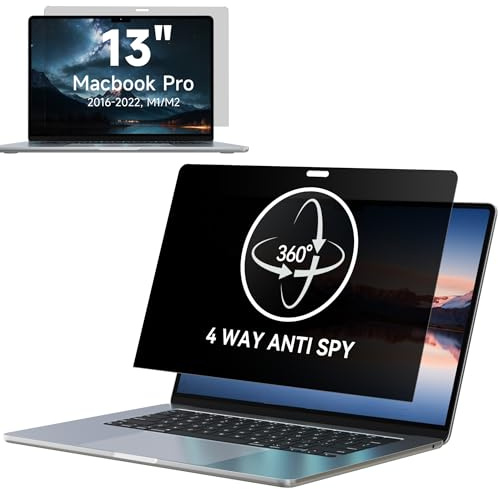 360° Privacy Screen for MacBook Pro 13 inch (2016, 2017, 2018, 2019, 2020, 2021, 2022, M1, M2) & MacBook Air 13 (2018-2021, M1),Matte Anti Glare Blue Light 13 In Mac Laptop Screen Protector Filter