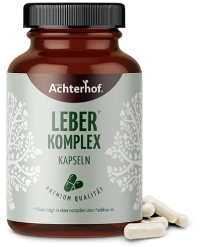 Leber Komplex Kapseln (120 Kapseln) | mit Cholin, Zink, Silymarin und Mariendistel-, Artischocken- und Desmodium-Extrakt | für 120 Tage | vom Achterhof