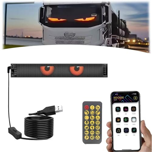 Donubiiu Led Augen für Pkw, Devil Eyes Licht für Auto Frontscheibe, Programmierbar Laufschrift Leuchtreklame Personalisiert Leuchtschild, mit APP-Steuerung und Fernbedienung (B)