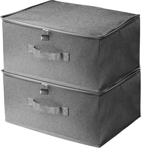 2 scatole richiudibili, 30 x 20 x 14 cm, con coperchio, organizer per camera da letto, contenitore pieghevole con coperchio, per vestiti, giocattoli