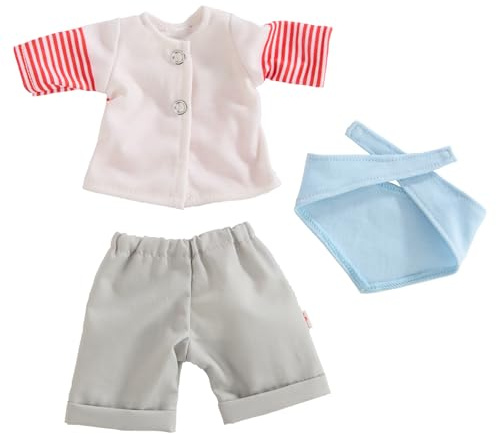 HABA Kleiderset AHOI – 3-teiliges Puppen-Outfit im maritimen Look für 30 cm Stoffpuppen – Anziehkleidung für Puppen ab 18 Monaten – waschbar bei 30 °C – 2011860001