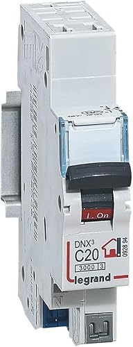 LEGRAND - Disjoncteur Phase + Neutre 230V DNX³ - Pouvoir de Coupure 3000A - 20A Courbe C - Bornes automatiques - 1 Module - Fabriqué En France (Lot de 8)