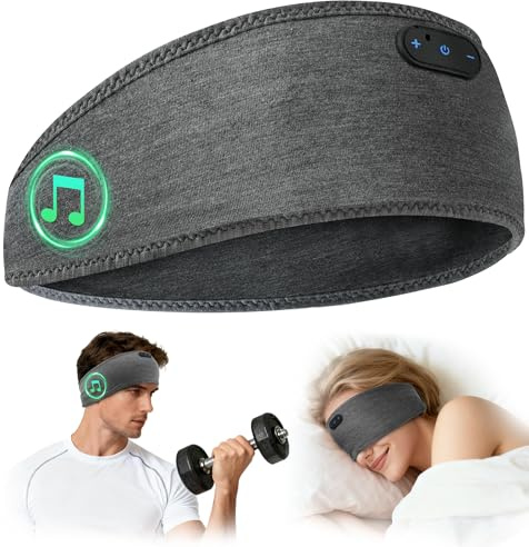 MUSICOZY Sleep Headphones Bamboo Cotton Headband Cool for Side Sleepers | Comfortable Headband headphones with Ultra-thin Speakers & 16hrs Battery.BT 5.4 Headphones for Sleeping,Yoga & Travel