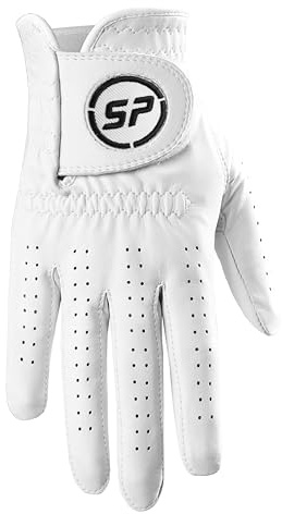 SPGOLF Golf Gloves Men, 100% AAA Cabretta Leather Golf Glove, Ergonomic Ultra Thin Leather Golf Gloves, Wear-Resistant White Gloves (White, Large, Right)