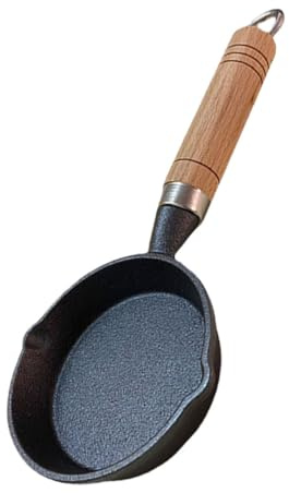 POPETPOP Mini Sartén de Hierro Fundido Antiescaldado Calentamiento Rápido Mango Ergonómico y Seguro Pequeña Sartén para Inducción y Cocina Doméstica