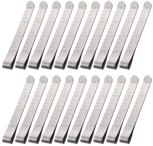 Lot de 20 pinces à coudre en métal en acier inoxydable avec règle de mesure de 7,6 cm pour matelassage, marquage de tissu, pinces à coudre en métal