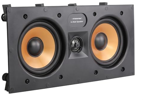 STUDIOFINIX Dubbla 160 cm (5,25 tum) 2-vägs vägghögtalare 160 watt infälld montering hemmabio, inomhus, kontor, kök, vardagsrum, sovrum (vit, målbart galler)