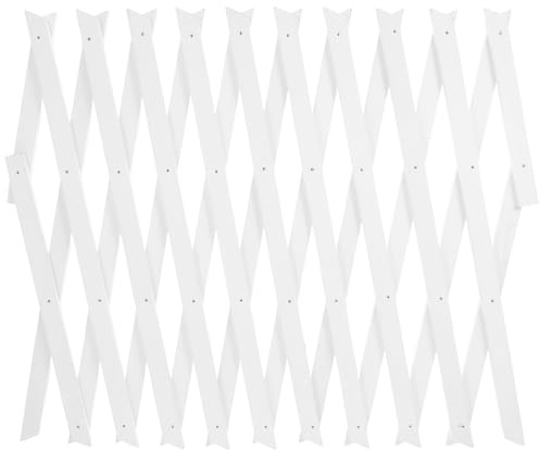 Angoily Treillis Mural en Bois Extensible Blanc H44 pour Plantes Grimpantes Support Mural Intérieur et Extérieur Panneau de Jardin Ajustable pour Clôture et Décoration de Balcon