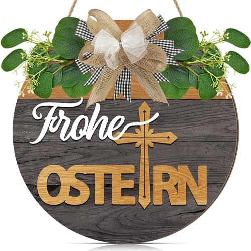 CHDITB 3D Frohe Ostern Türschild Wanddeko,Christliche Ostersn Haustür Willkommensschild Türkranz Frühling Türschild Deko,Christliche Frühling Dekoration Wohnzimmer Schlafzimmer Garten