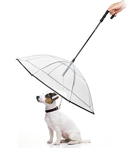 PETCUTE Hund Regenschirm Wasserdicht Regenschirm für Haustiere mit Leine für spazierender Hund in verregneten Tagen