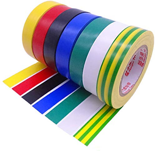 YTBOBUR Paquete de 7 cintas aislantes, 7 colores, 15 m, cinta eléctrica de PVC de 50 pies