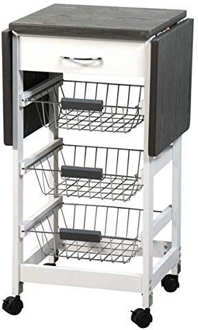 Kesper | Küchenwagen, Material: Holz, Maße: 45/97 x 37 x 75,5 cm, Farbe: Weiß, Grau | 25816 13