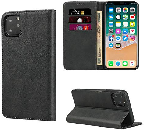 Copmob Schutzhülle für iPhone 11 Pro, Premium Flip Brieftasche aus Leder, [4 Schlitze] [Standfunktion] [Magnetverschluss], Schutzhülle für iPhone 11 Pro – Schwarz