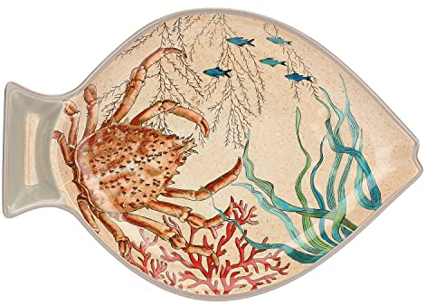 ROSE & TULIPANI MILANO Nador Sea Life - Juego de 2 platos de pescado 100% melamina 33 x 23 cm en caja de regalo