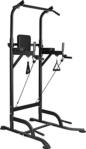 Power Tower Dip Station Kraftturm, Bigzzia Fitnessstation Kraftstation mit Klimmzugstange für Zuhause, Höhenverstellbar 180-230 cm Belastbar 150 kg