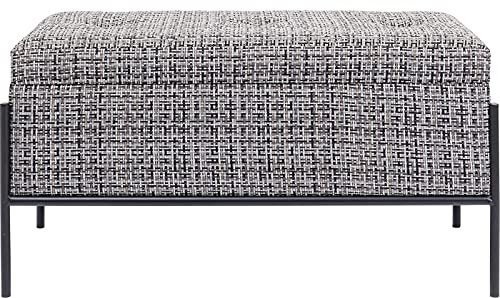 Kare Design Bank Buttons Storage, Schwarz/Weiß, Sitzbank mit Stauraum, Polsterbank für Flur, Esszimmer, Schlafzimmer, Strukturbezug, 43x80x40 cm (H/B/T)